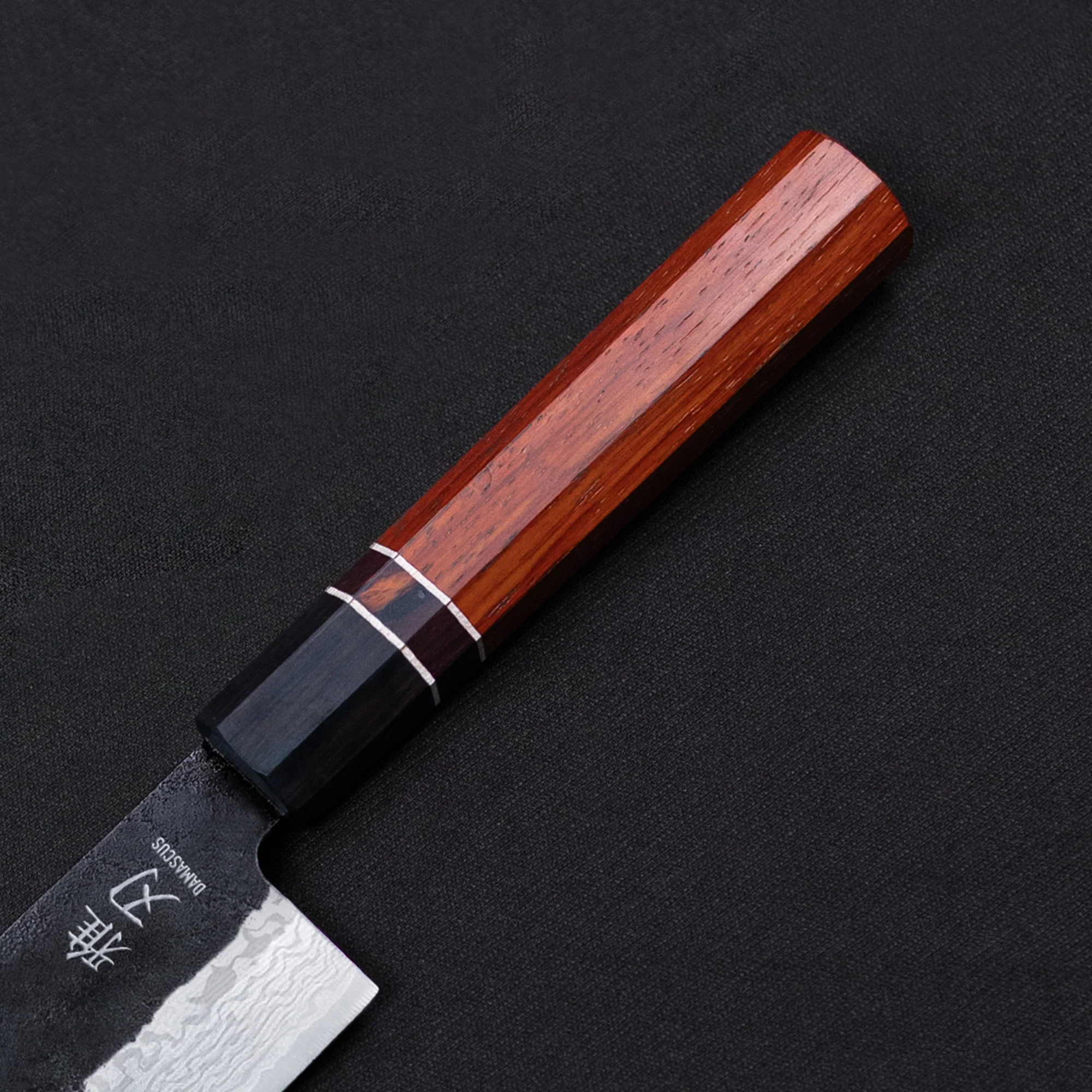 Bunka Knife - Damascus Red Ebony Wood Handle - Image 4