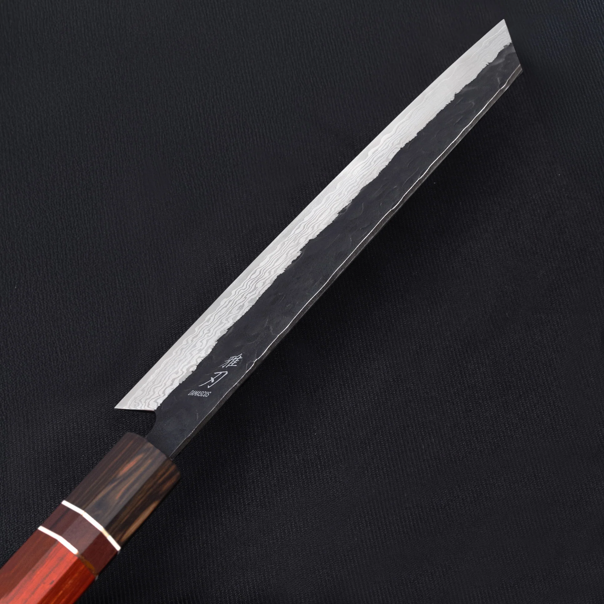 Bunka Knife - Damascus 2 Red Ebony Wood Handle - Image 5