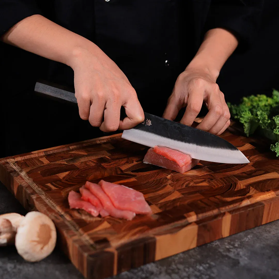 Gyuto Blue Steel Ebony Wood Handle + Whetstone - Image 7