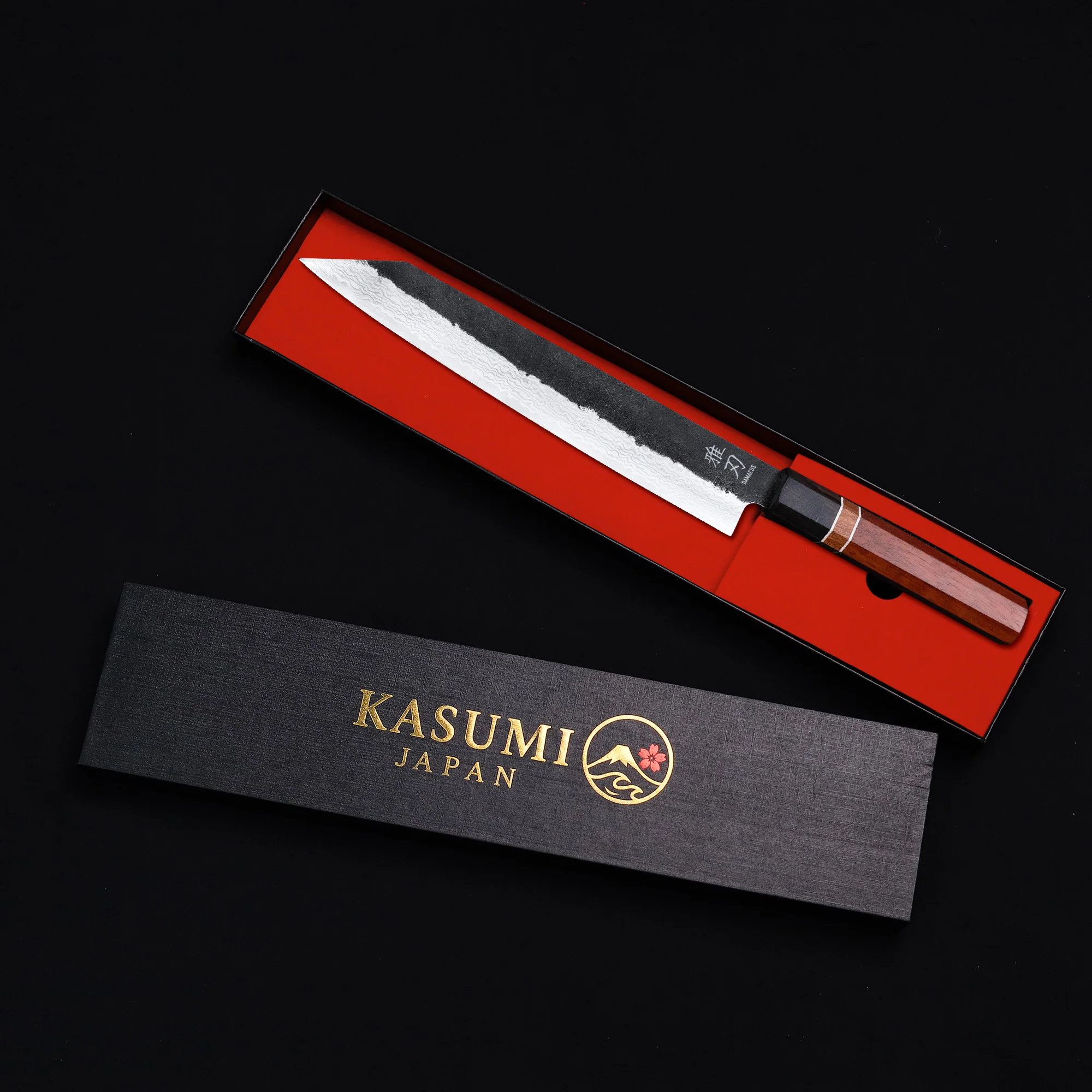 Kiritsuke Knife - Damascus Red Ebony Wood Handle - Image 7