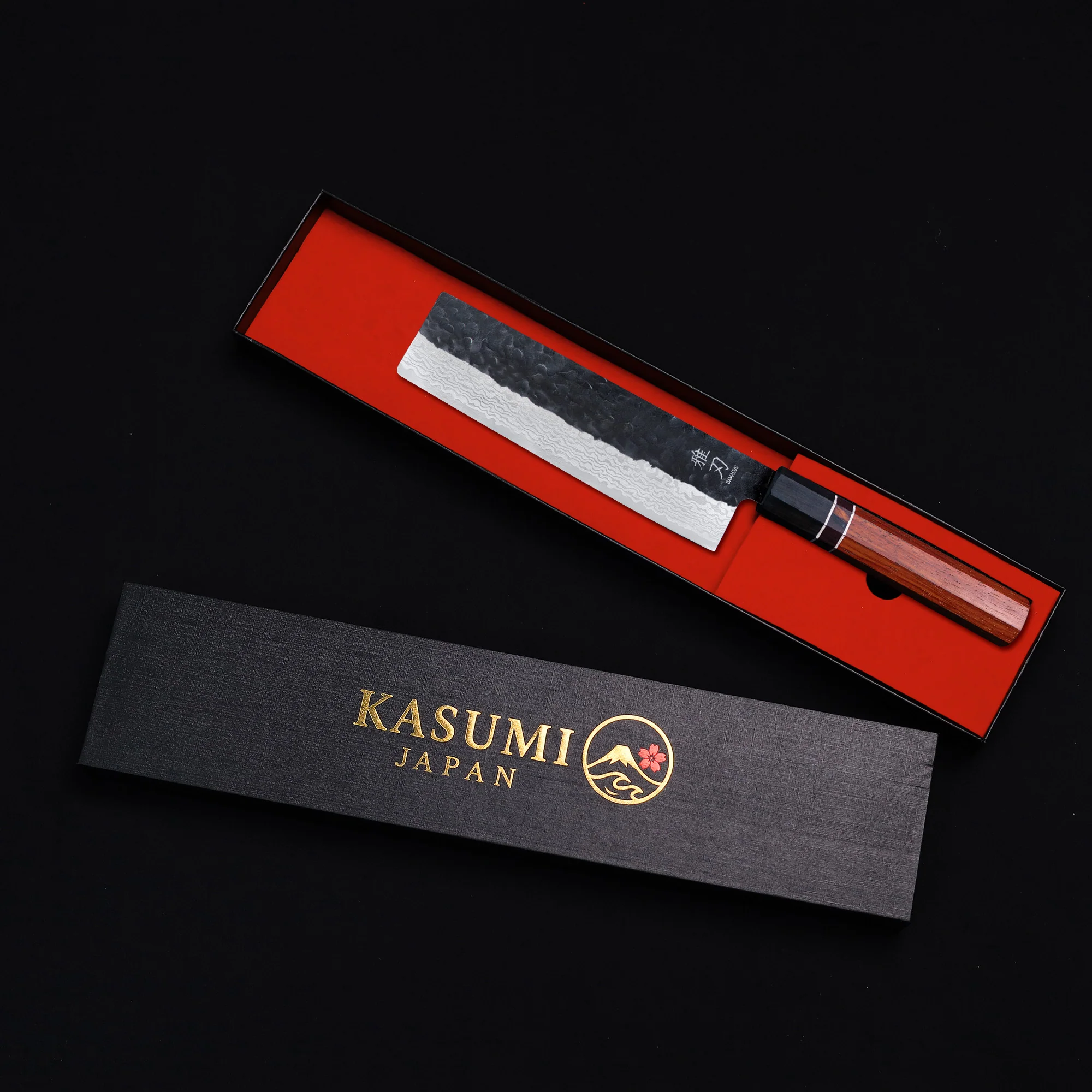 Nakiri Knife - Damascus 2 Red Ebony Wood Handle - Image 7