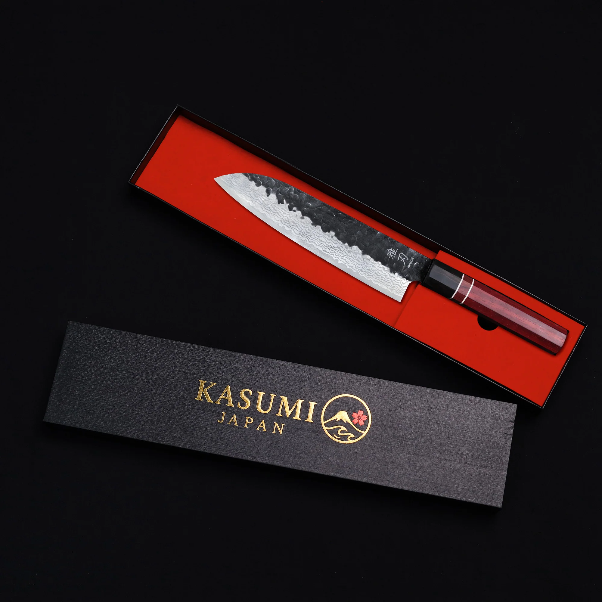 Santoku Knife - Damascus Ebony Wood Handle - Image 7